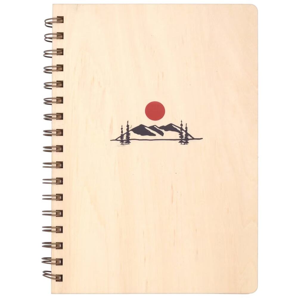 Denik NWT 130 Lined Pages Spiral Bound Wooden Notebook 8.75x6.125